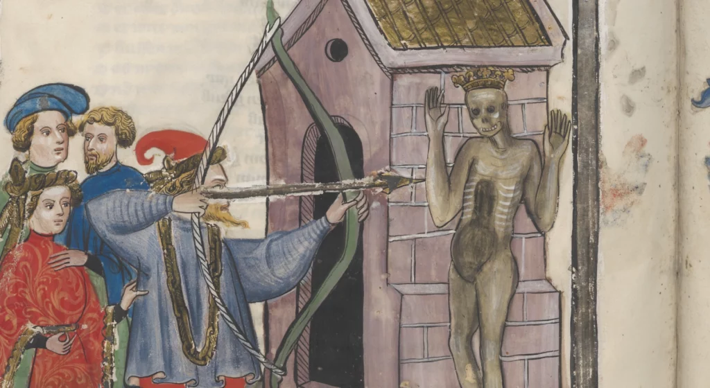 The dead king’s eldest son gets the first shot at his father’s corpse (Hugo von Trimberg’s Renner)