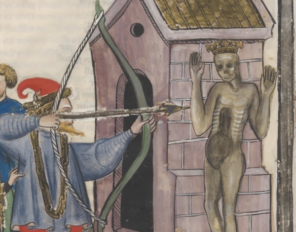 The dead king’s eldest son gets the first shot at his father’s corpse (Hugo von Trimberg’s Renner)