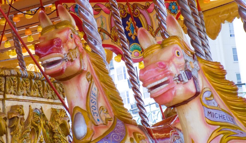 Horses on a Carousel Roundabout