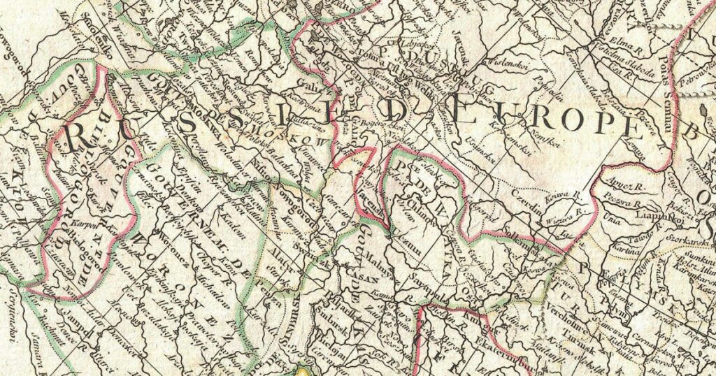 Section of a map of Russia