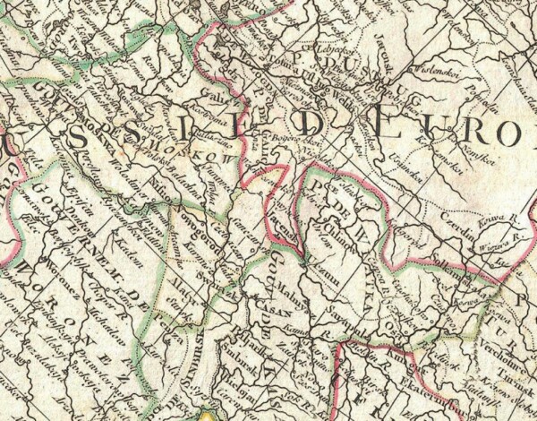 Section of a map of Russia
