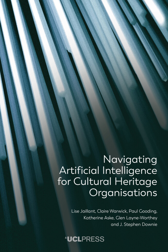 Book cover for Navigating Artificial Intelligence for Cultural Heritage Organisations