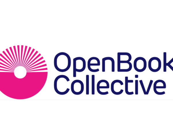 Logo of OpenBook Collective featuring a pink circle with radiating lines and the text 
